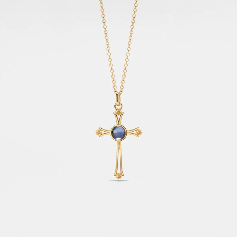 PERIMADE Custom Photo Projection Necklace  Personalized Picture Cross Charm Pendant  Sterling Silver Friendship Jewelry  Best Friend Gift