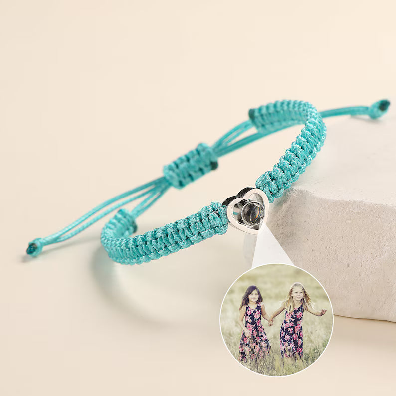 Personalized Photo Projection Bracelet Projection Picture Heart Bracelet Minimalism Projection Photo Bracelet Anniversary Gift for Her Him