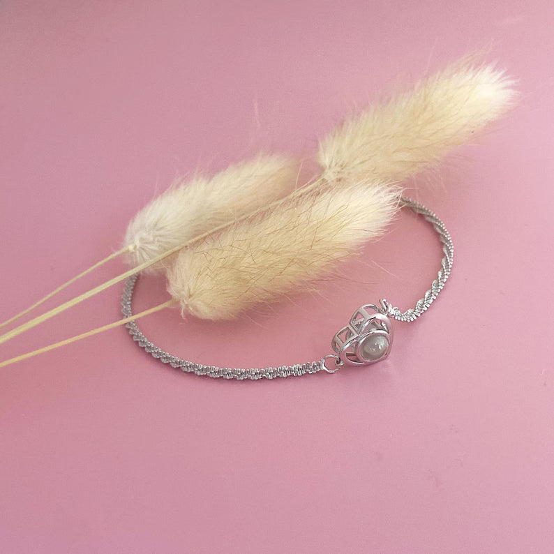 Personalized Photo Bracelet, Heart Projection Picture Bracelet, Photo Inside Bracelet, Memorial Secret Projection Jewelry, Gift for Her