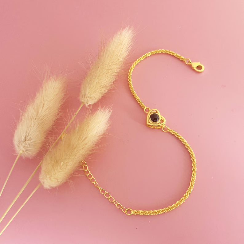 Personalized Photo Bracelet, Heart Projection Picture Bracelet, Photo Inside Bracelet, Memorial Secret Projection Jewelry, Gift for Her