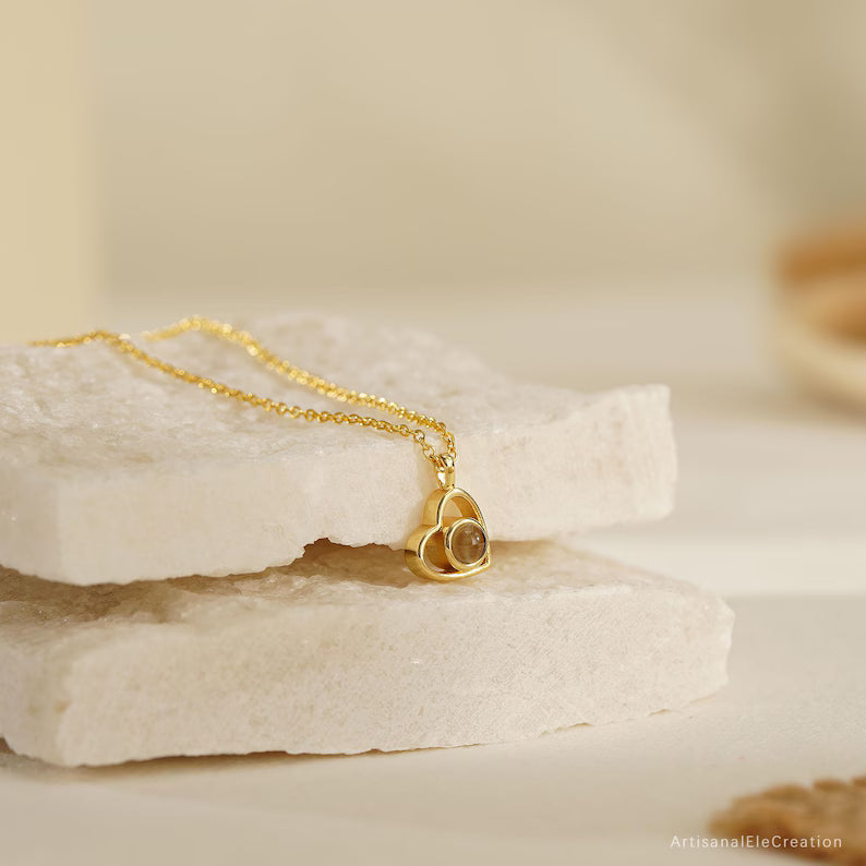 Custom Photo Projection Necklace, Heart Projection Necklace,Memorial Photo Necklace, Personalised Jewelry, Mother's Day Gift, Birthday Gift