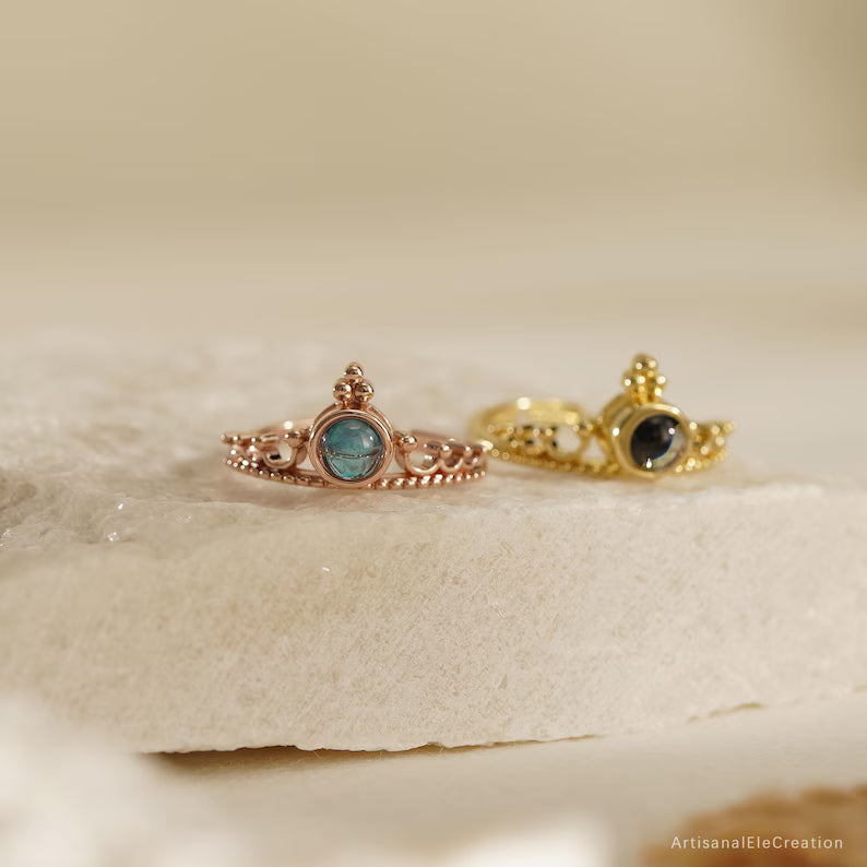 Crown Projection Photo Ring, Personalized Couples Ring, Custom Memorial Picture Ring, Adjustable Ring, Anniversary Gift, Best Friend Gift