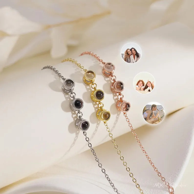 Multi Projection Bracelet, 2 Photo Bracelet, Image Memorial Gift, Birthday Gift, Gift for Mom, Projection Jewellery, Christmas Gift for Her