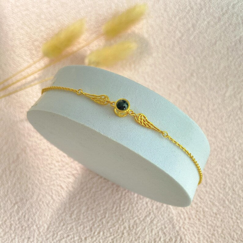 Angel Wing Projection Bracelet, Photo Memorial Bracelet, Guardian Angel Bracelet, Birthday Gifts, Mother's Day Bracelet, Projection Jewelry