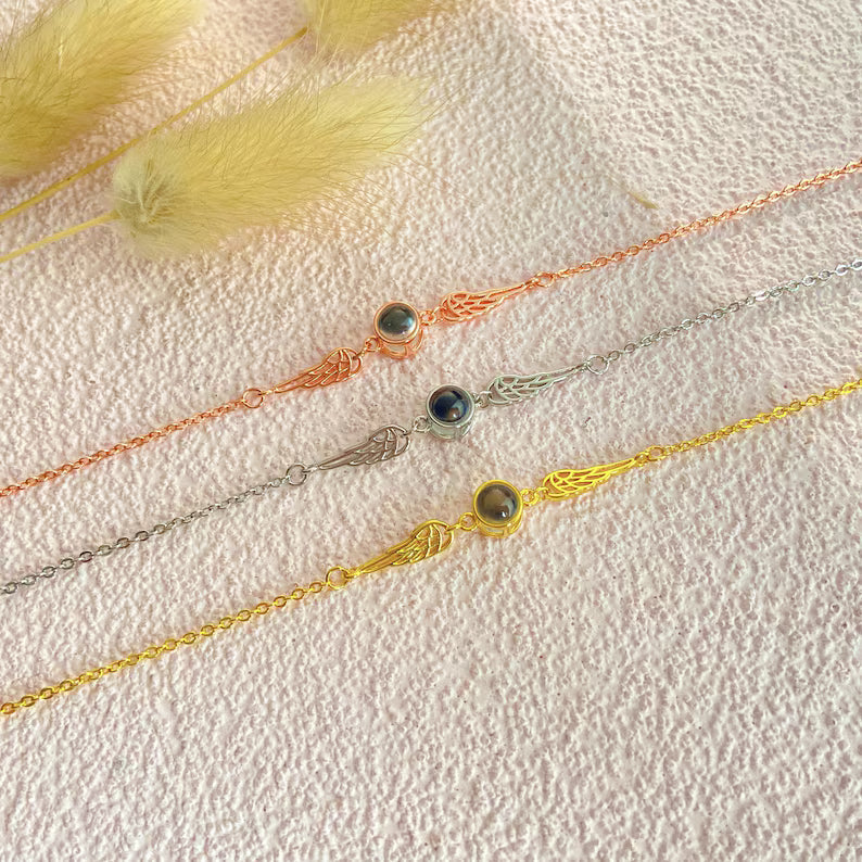 Angel Wing Projection Bracelet, Photo Memorial Bracelet, Guardian Angel Bracelet, Birthday Gifts, Mother's Day Bracelet, Projection Jewelry