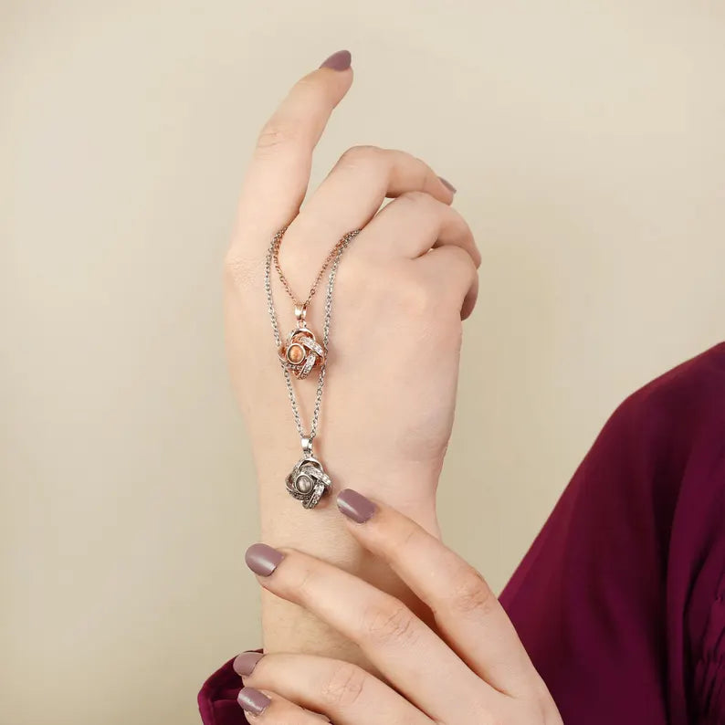 Memorial Projection Necklace, Custom Photo Necklace for Her, Personalized Projection Pendant with Picture, Birthday Gift for Friend