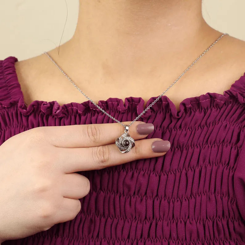 Memorial Projection Necklace, Custom Photo Necklace for Her, Personalized Projection Pendant with Picture, Birthday Gift for Friend