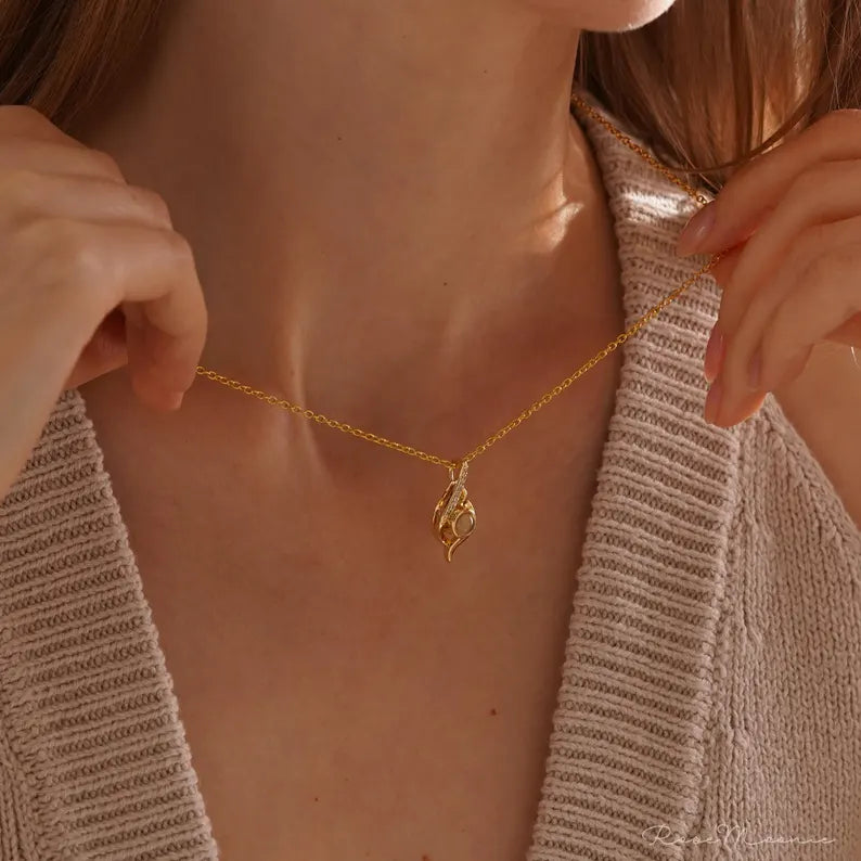 Memorial Projection Photo Necklace, Custom Teardrop Picture Necklace, Personalized Projection Jewelry, Wedding Gift, Birthday Gifts for Her