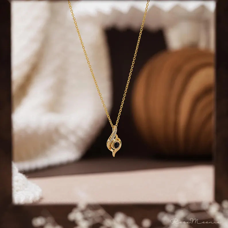 Memorial Projection Photo Necklace, Custom Teardrop Picture Necklace, Personalized Projection Jewelry, Wedding Gift, Birthday Gifts for Her