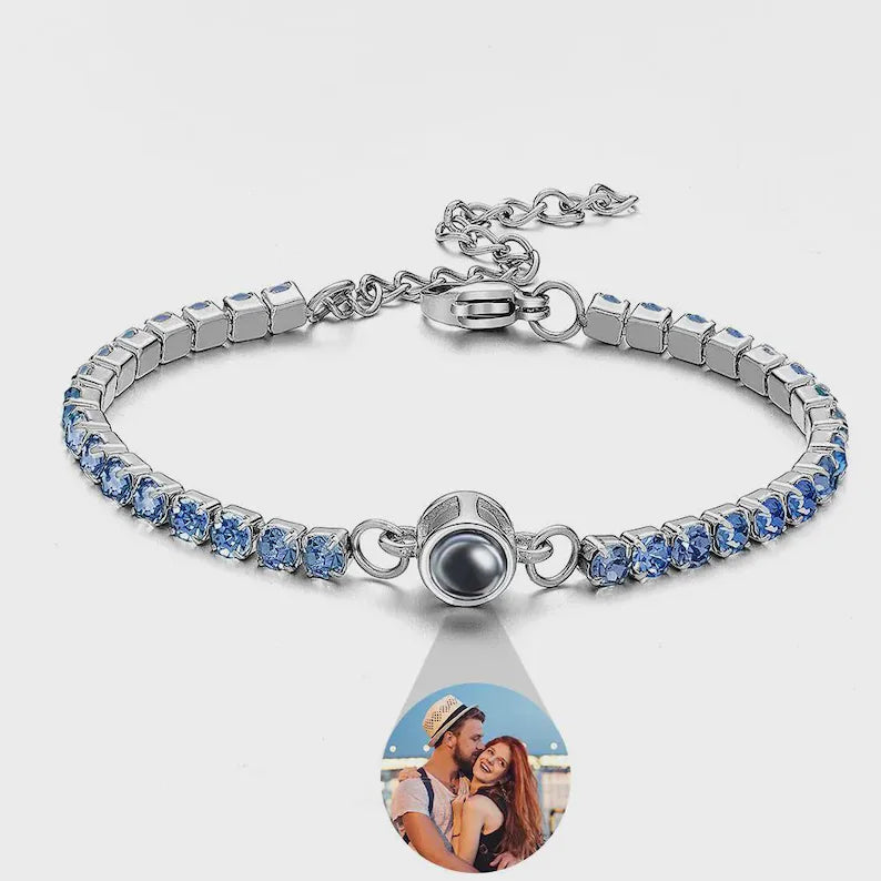 Custom Photo Projection Diamond Bracelet  Elegant Personalized Gift for Her