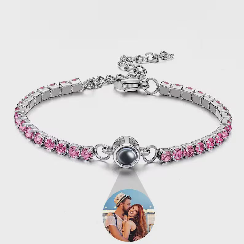 Custom Photo Projection Diamond Bracelet  Elegant Personalized Gift for Her