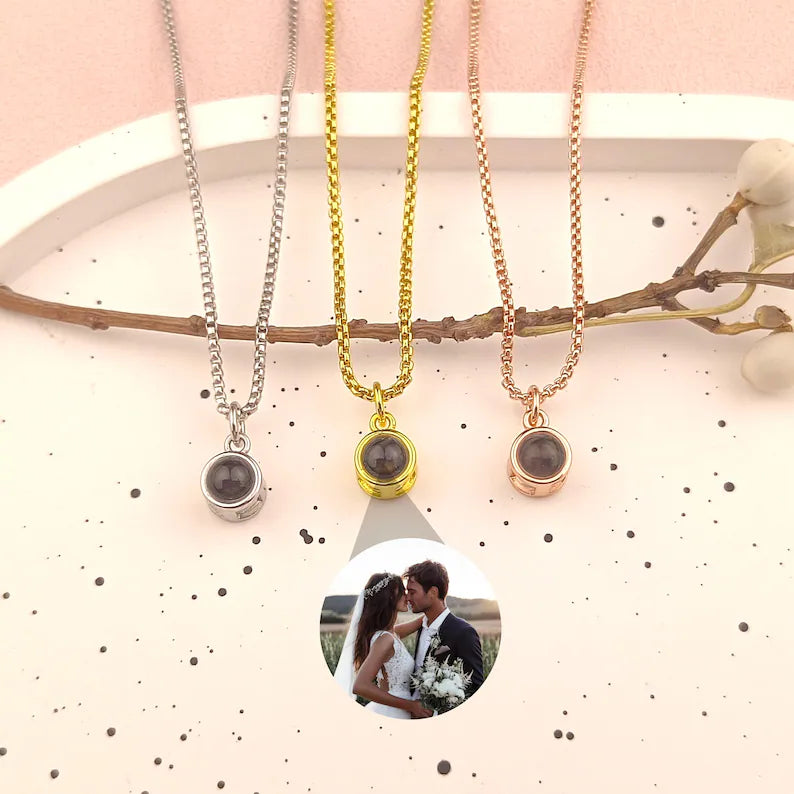 Personalized Photo Projection Necklace  Custom Picture Necklace  Gold Necklace  Gift for Her