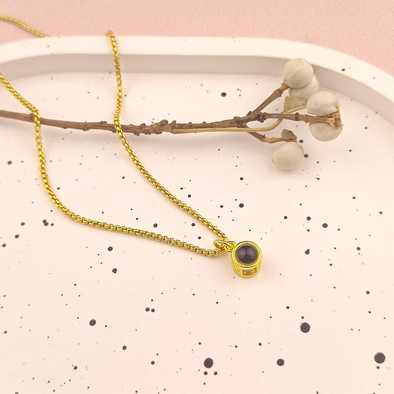 Personalized Photo Projection Necklace  Custom Picture Necklace  Gold Necklace  Gift for Her