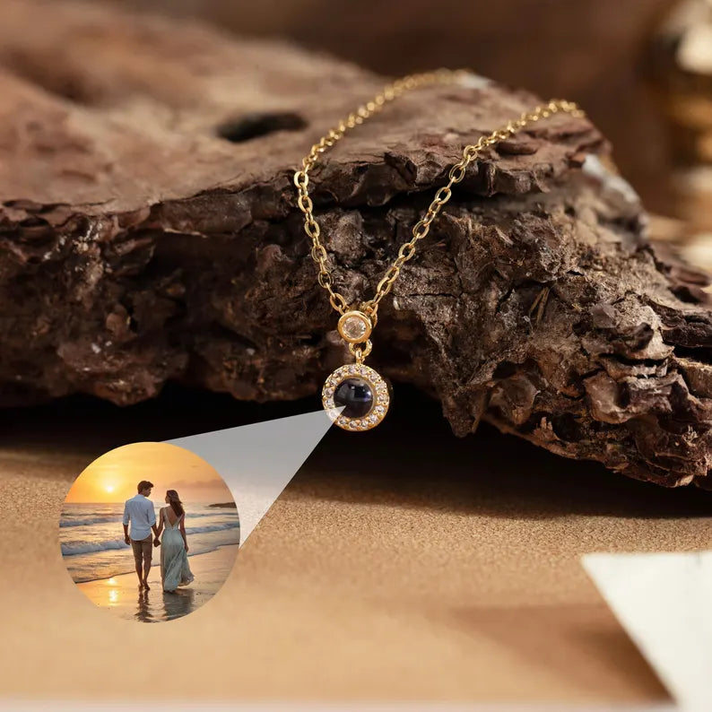 Projection Photo Necklace, Personalized Memorial Photo Necklace, Jewelry Gifts for Mum, Sympathy Gifts, Necklace for Women, Wedding Gifts