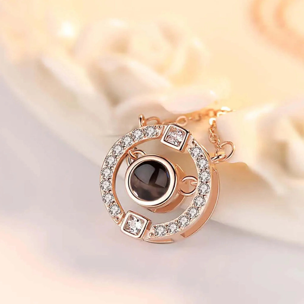 Custom Round Projection Image Necklace, Pendant Photo Necklace, Round Projection Necklace